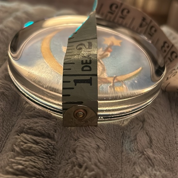 Vintage Enesco Foil Art Glass Desk Paperweight Cherub Moon Star ⭐️ 🖼️ 👼🌙 - Picture 7 of 8